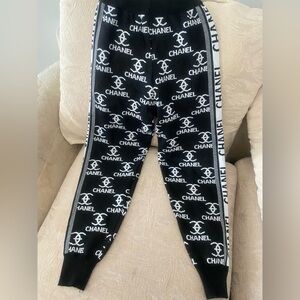 Chanel (FASHION) Black and White Logo Sweatpants